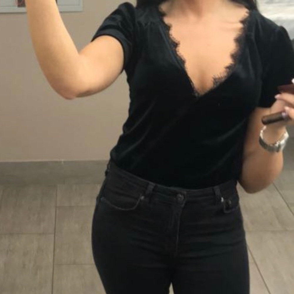 Abercrombie velvet black top.